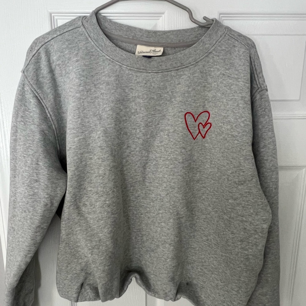 Universal Thread Gray Sweater with Red Heart Design